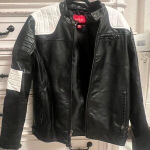GUESS Black and White Bomber Jacket
